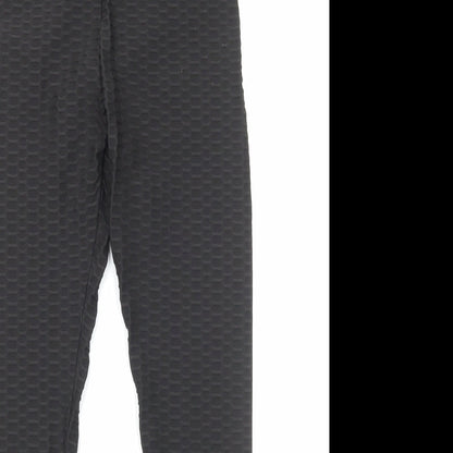 Preworn Womens Black Geometric Polyamide Compression Leggings Size S Regular Pullover