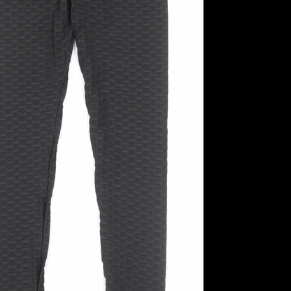 Preworn Womens Black Geometric Polyamide Compression Leggings Size S Regular Pullover
