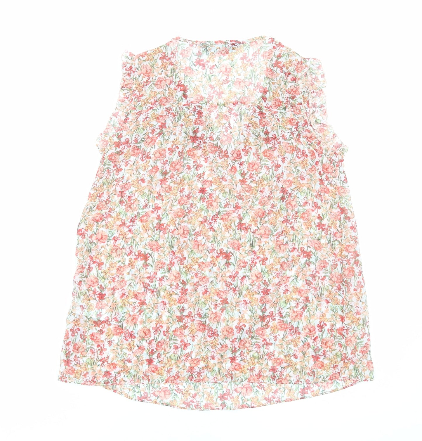 F&F Womens Orange Floral Polyester Basic Blouse Size 6 V-Neck