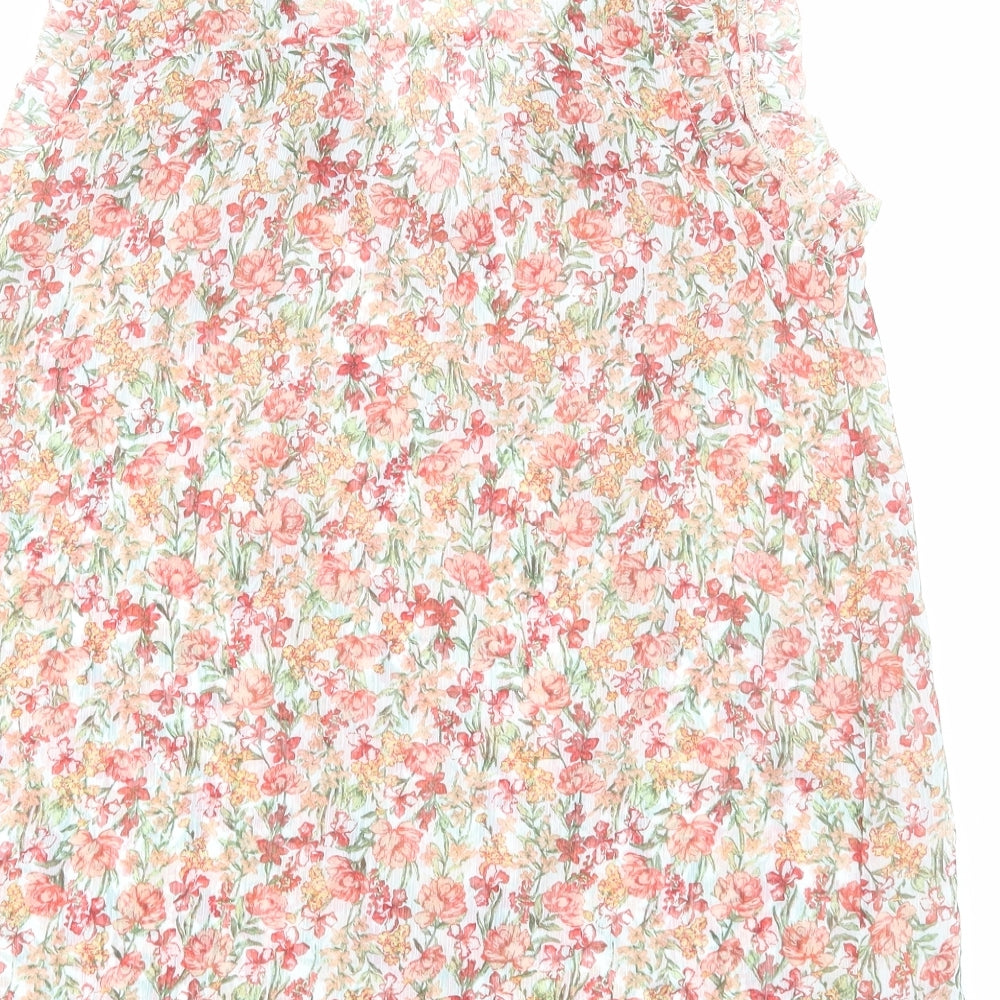 F&F Womens Orange Floral Polyester Basic Blouse Size 6 V-Neck