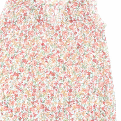 F&F Womens Orange Floral Polyester Basic Blouse Size 6 V-Neck