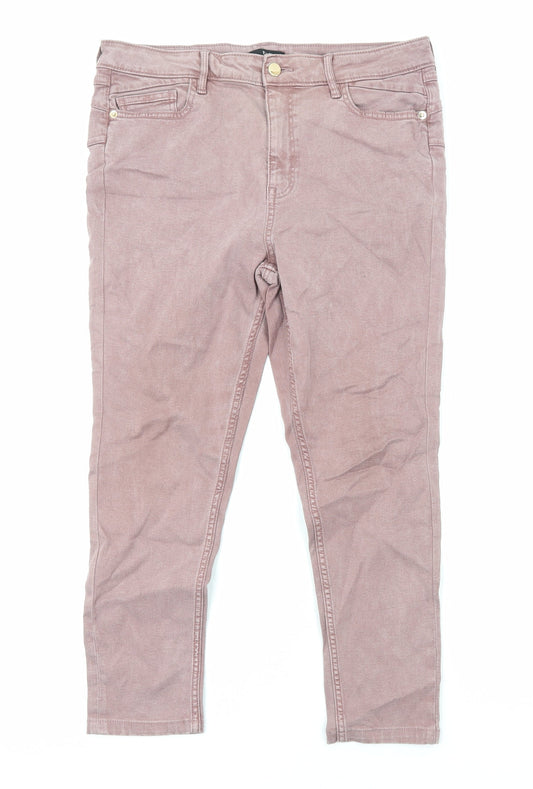 F&F Womens Brown Cotton Straight Jeans Size 10 Regular Zip