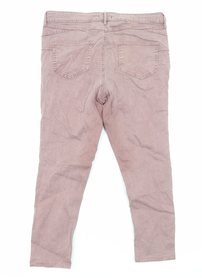 F&F Womens Brown Cotton Straight Jeans Size 10 Regular Zip