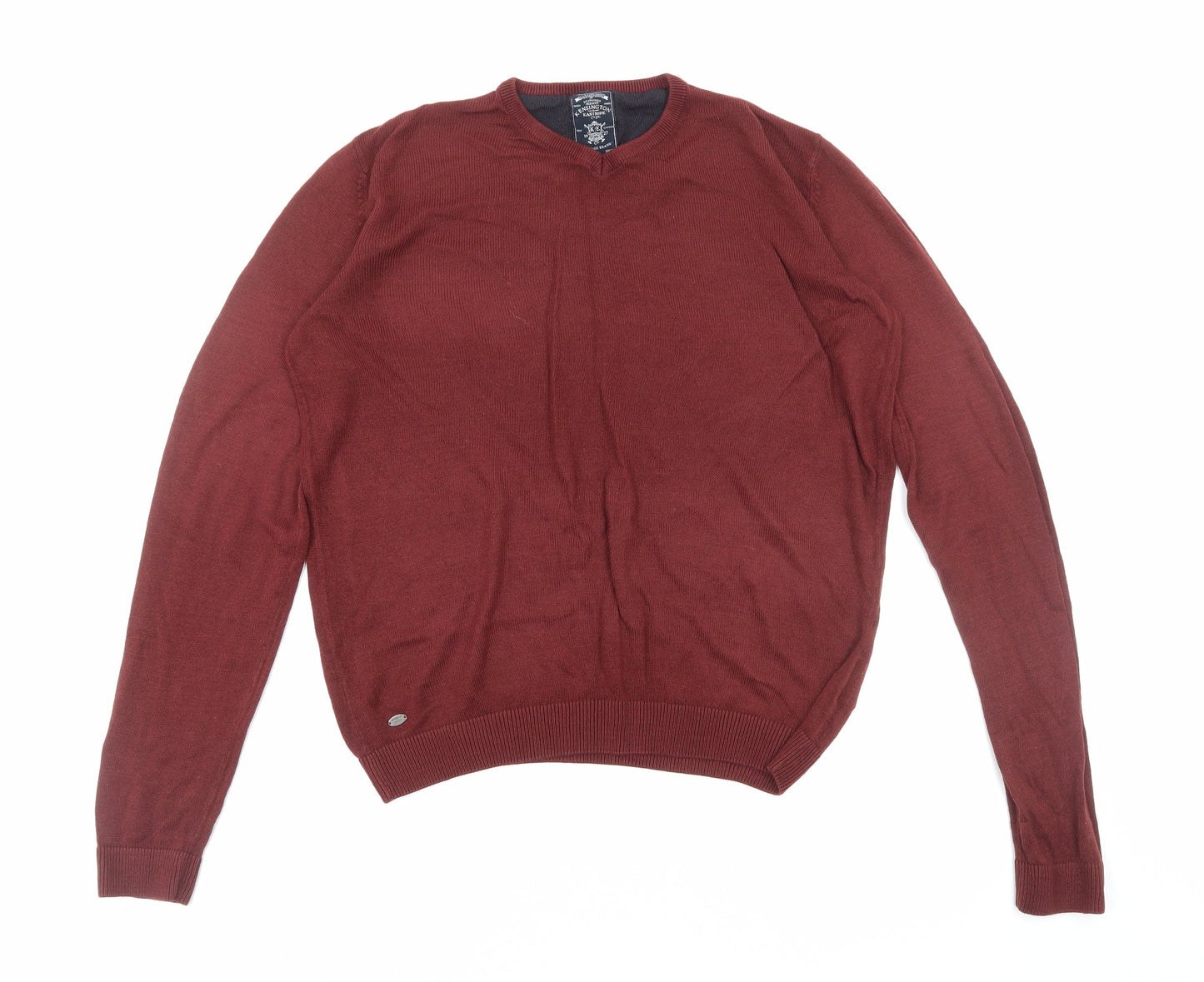 Kensington Eastside Mens Red Round Neck Acrylic Pullover Jumper Size M Long Sleeve