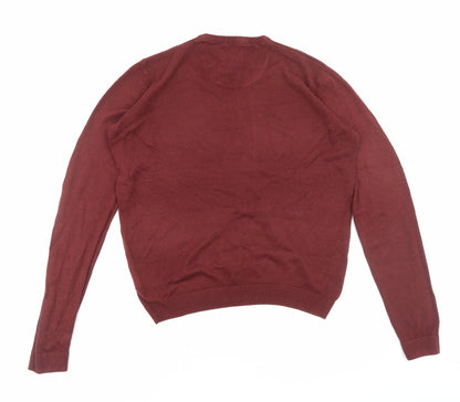 Kensington Eastside Mens Red Round Neck Acrylic Pullover Jumper Size M Long Sleeve