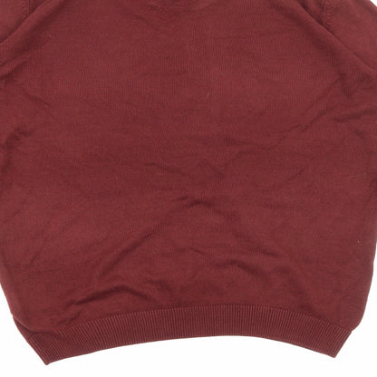 Kensington Eastside Mens Red Round Neck Acrylic Pullover Jumper Size M Long Sleeve