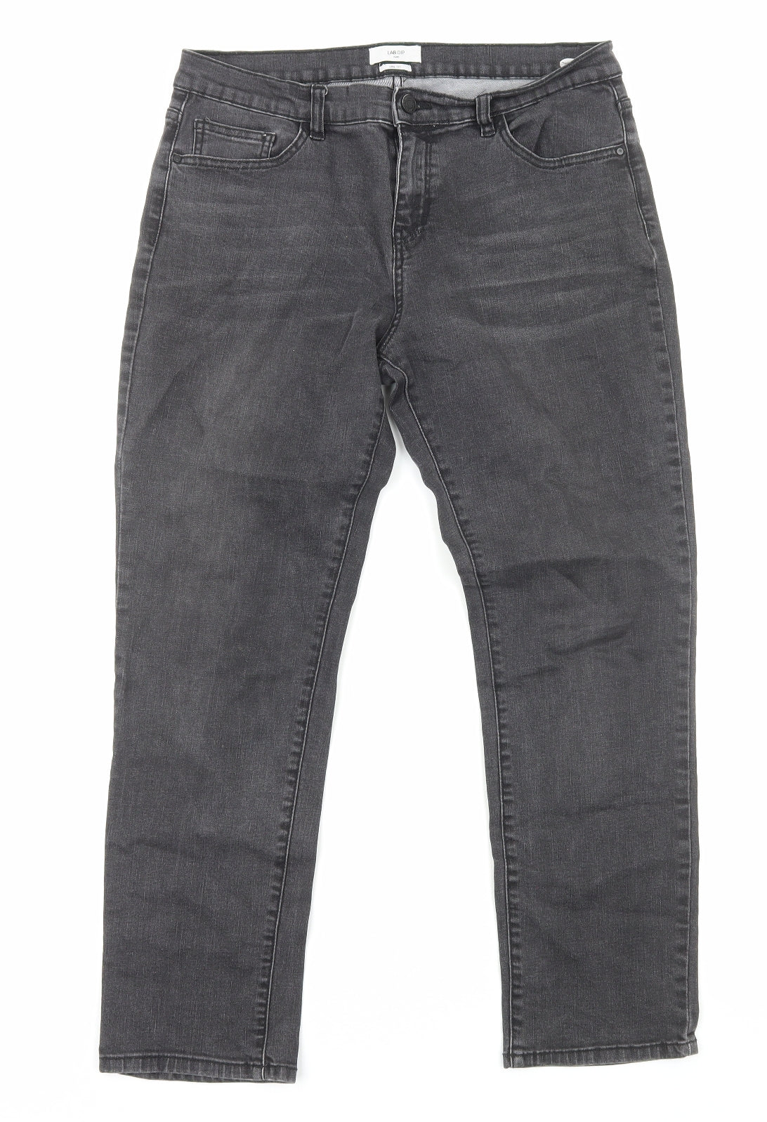 Lab Dip Womens Black Cotton Straight Jeans Size 12 Regular Zip
