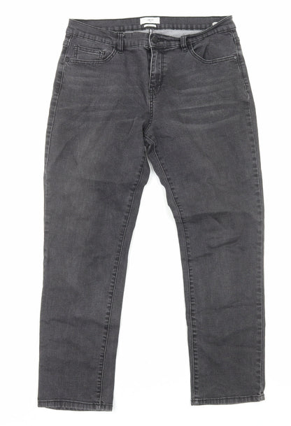 Lab Dip Womens Black Cotton Straight Jeans Size 12 Regular Zip