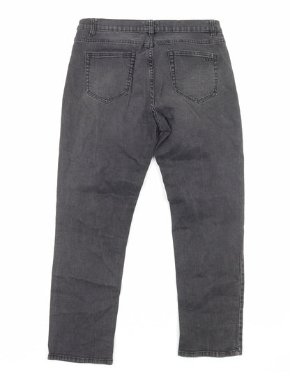 Lab Dip Womens Black Cotton Straight Jeans Size 12 Regular Zip