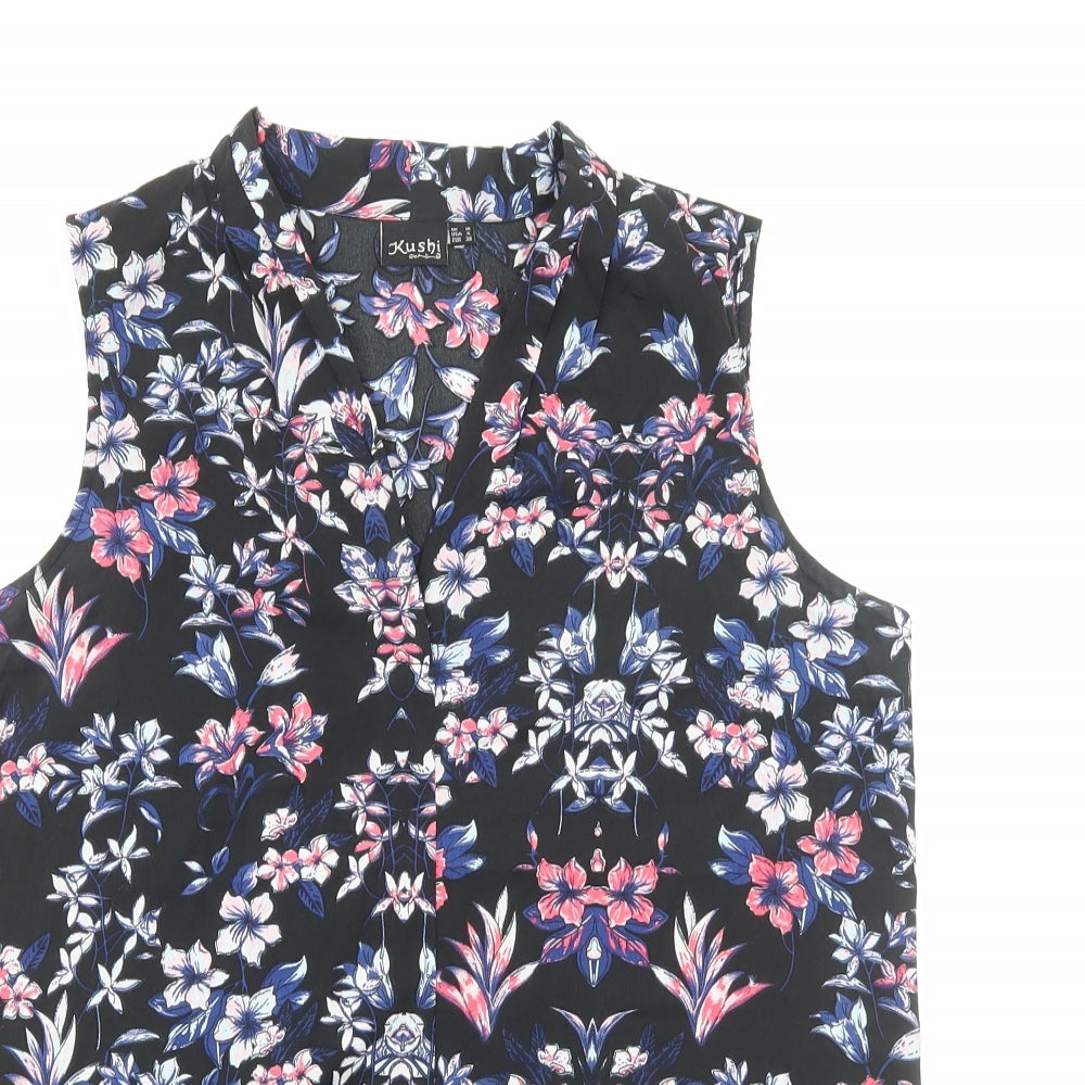 Womens UK Size 10 Kushi Black Basic Blouse