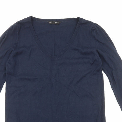 Dororthy Perkins Womens Blue Acrylic Jumper Dress Size 14 V-Neck Pullover