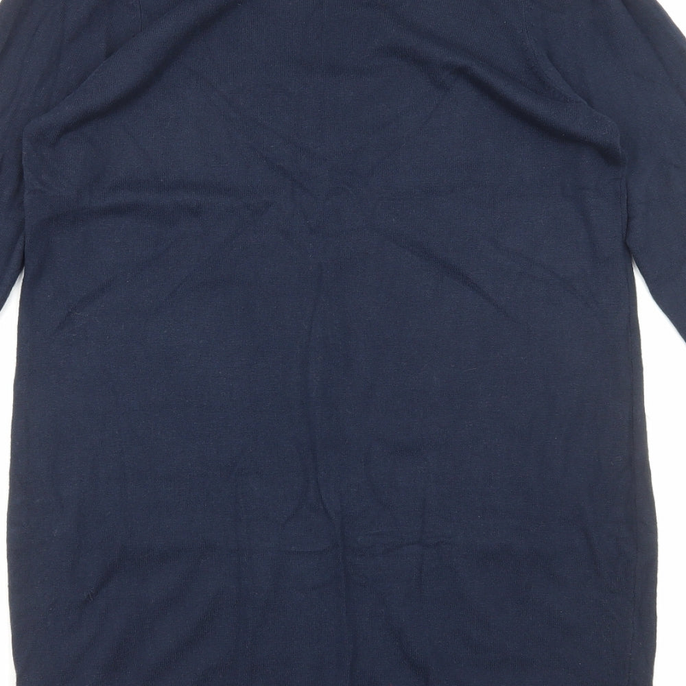 Dororthy Perkins Womens Blue Acrylic Jumper Dress Size 14 V-Neck Pullover