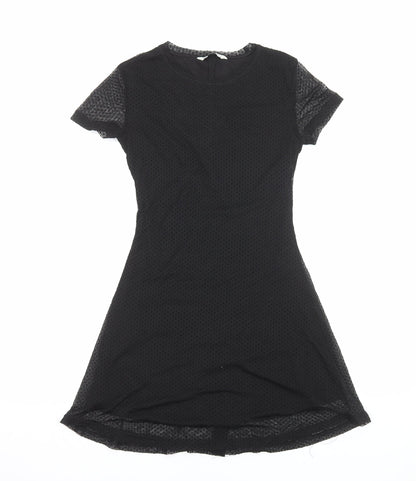 Stradivarius Womens Black Polyester Fit & Flare Size S Round Neck Pullover