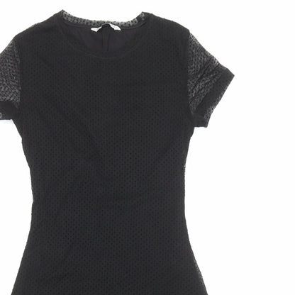 Stradivarius Womens Black Polyester Fit & Flare Size S Round Neck Pullover