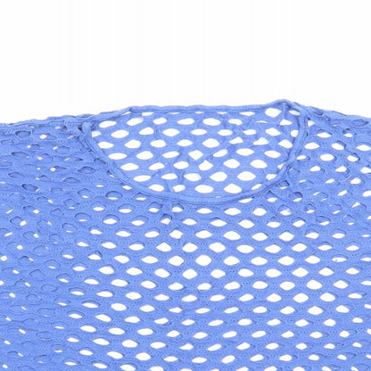 Preworn Womens Blue Viscose Cropped T-Shirt Size M Round Neck