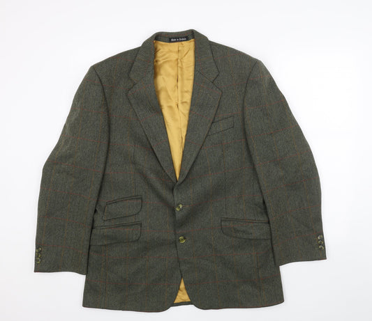 Saxony Mens Green Wool Jacket Blazer Size 40 Regular