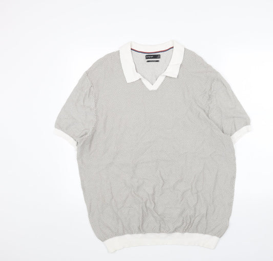 Marks and Spencer Mens Beige V-Neck Acrylic Pullover Jumper Size 2XL Long Sleeve