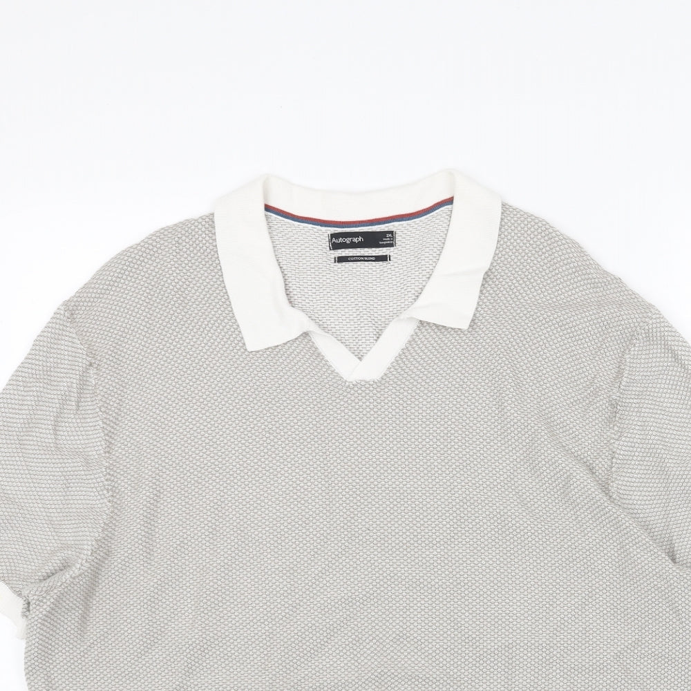 Marks and Spencer Mens Beige V-Neck Acrylic Pullover Jumper Size 2XL Long Sleeve