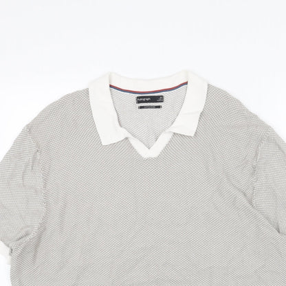 Marks and Spencer Mens Beige V-Neck Acrylic Pullover Jumper Size 2XL Long Sleeve