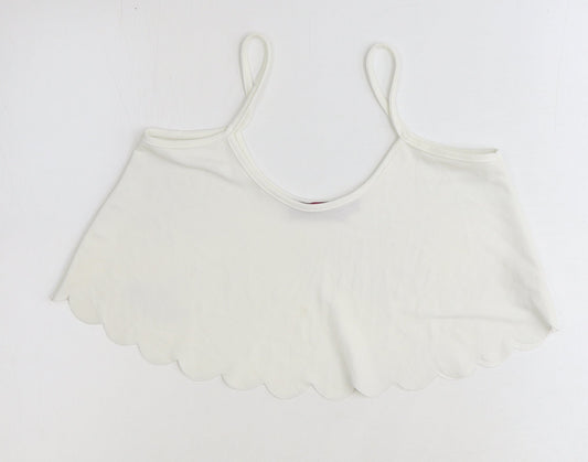 Boohoo Womens White Polyester Cropped Tank Size 12 Round Neck