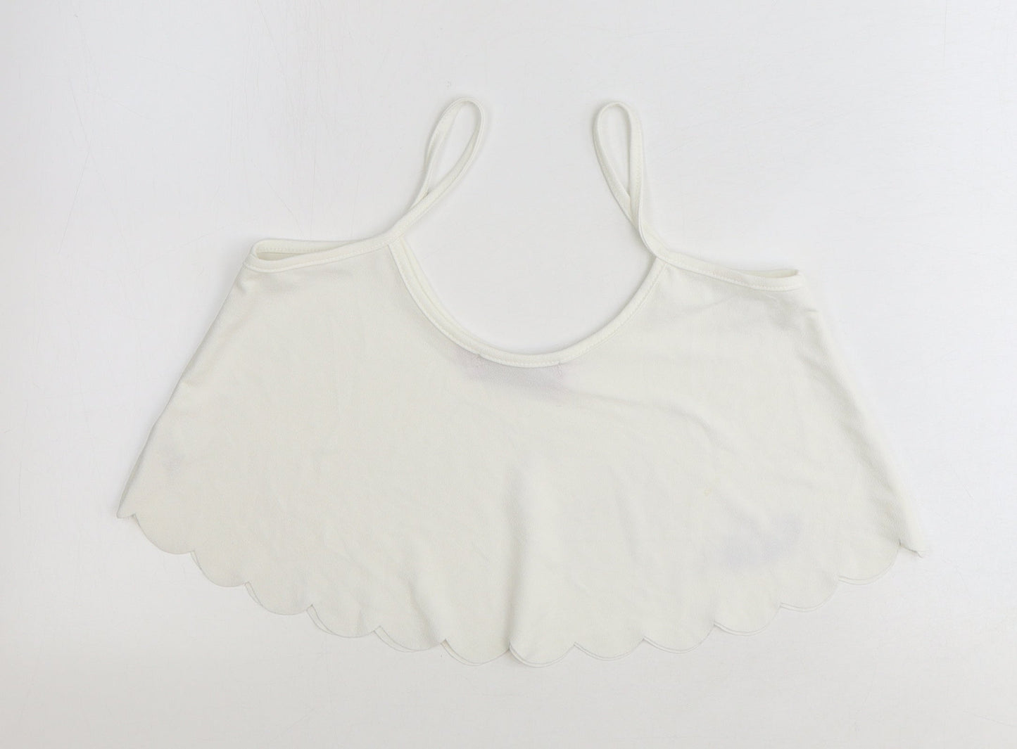 Boohoo Womens White Polyester Cropped Tank Size 12 Round Neck
