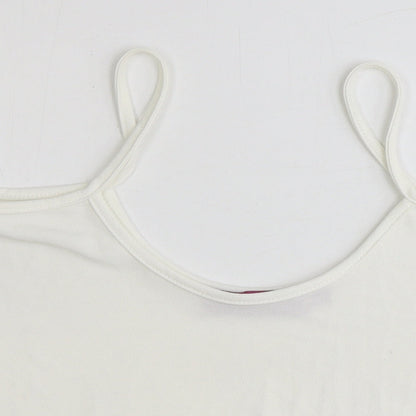 Boohoo Womens White Polyester Cropped Tank Size 12 Round Neck