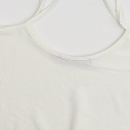 Boohoo Womens White Polyester Cropped Tank Size 12 Round Neck