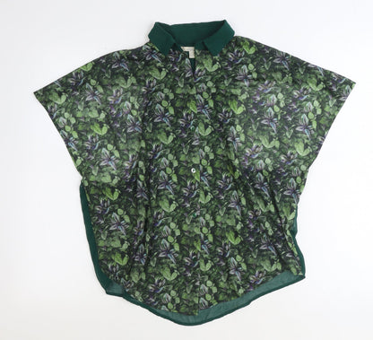 Womens UK Size S Zara Green Basic Button-Up