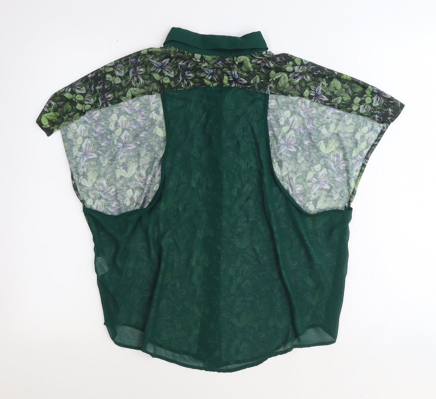Womens UK Size S Zara Green Basic Button-Up