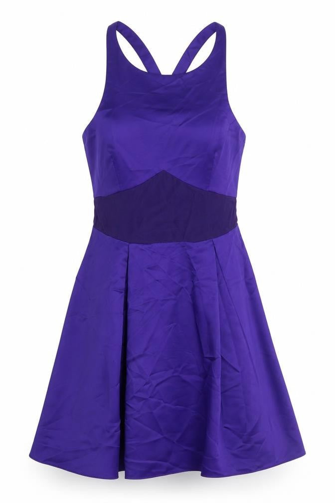Nasty Gal Womens Purple Polyester Skater Dress Size S Scoop Neck Zip