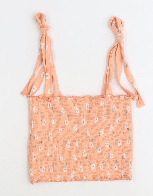 Womens UK Size XS Hollister Orange Cropped Tank