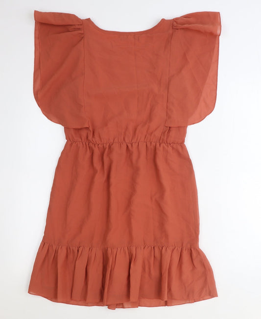 Primark Womens Brown Polyester Fit & Flare Size 10 Round Neck Pullover