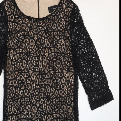 Mango Womens Black Cotton Shift Size 6 Boat Neck Zip