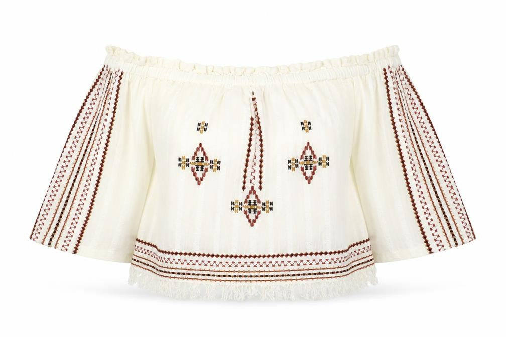Womens UK Size 6 Topshop White Cropped Blouse