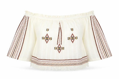 Womens UK Size 6 Topshop White Cropped Blouse