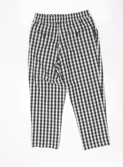 Mango Womens Black Check Polyester Trousers Size 10 Regular Zip