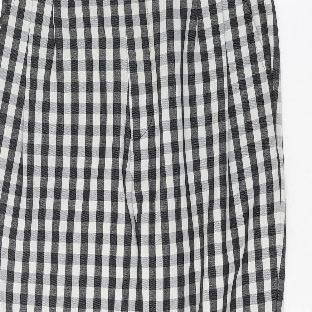 Mango Womens Black Check Polyester Trousers Size 10 Regular Zip