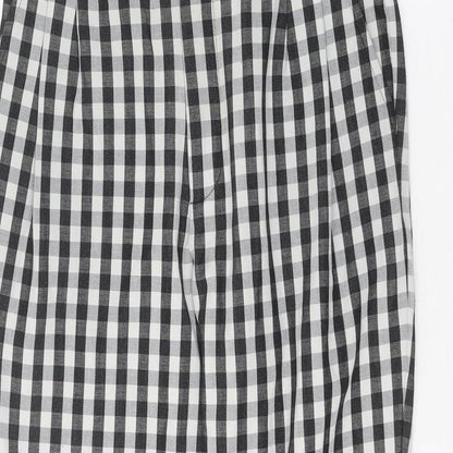 Mango Womens Black Check Polyester Trousers Size 10 Regular Zip