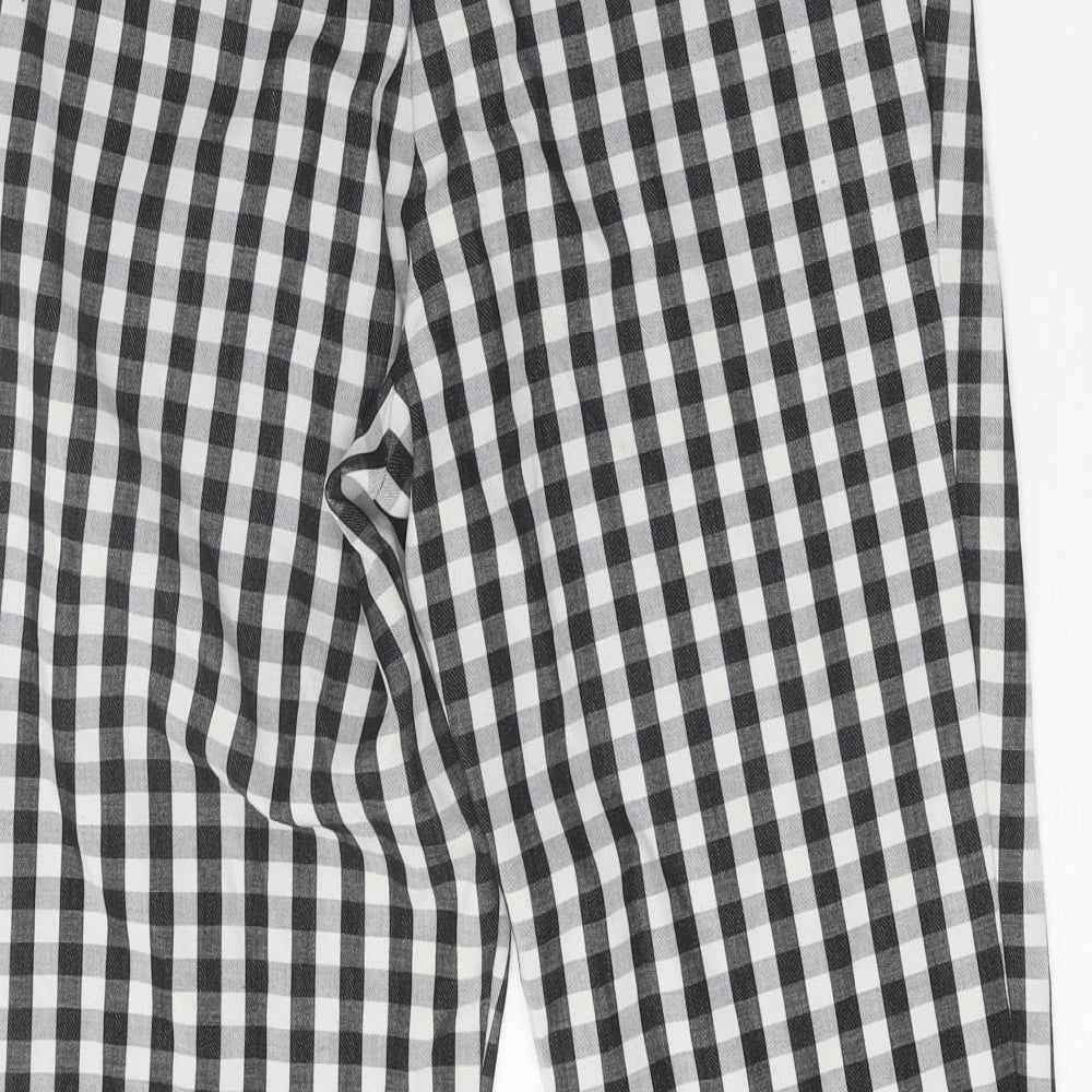Mango Womens Black Check Polyester Trousers Size 10 Regular Zip