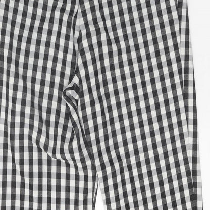 Mango Womens Black Check Polyester Trousers Size 10 Regular Zip