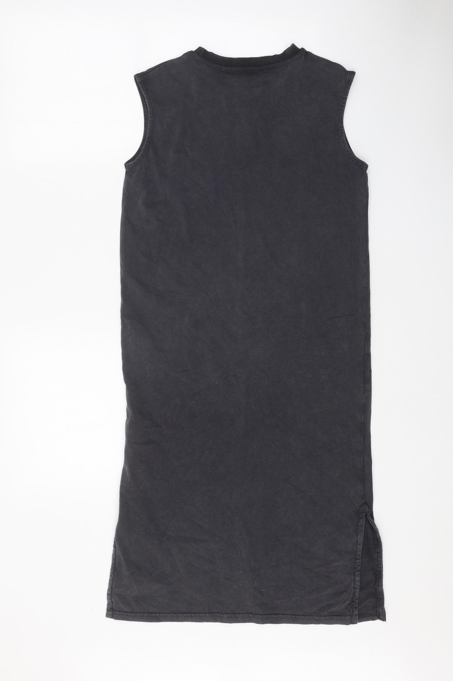 Marks and Spencer Girls Grey 100% Cotton T-Shirt Dress Size 9-10 Years Round Neck Pullover