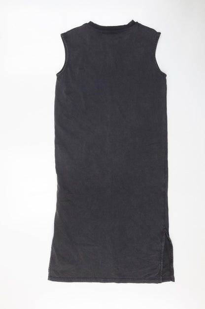 Marks and Spencer Girls Grey 100% Cotton T-Shirt Dress Size 9-10 Years Round Neck Pullover