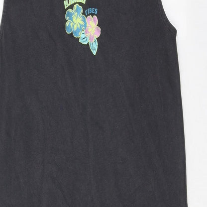 Marks and Spencer Girls Grey 100% Cotton T-Shirt Dress Size 9-10 Years Round Neck Pullover