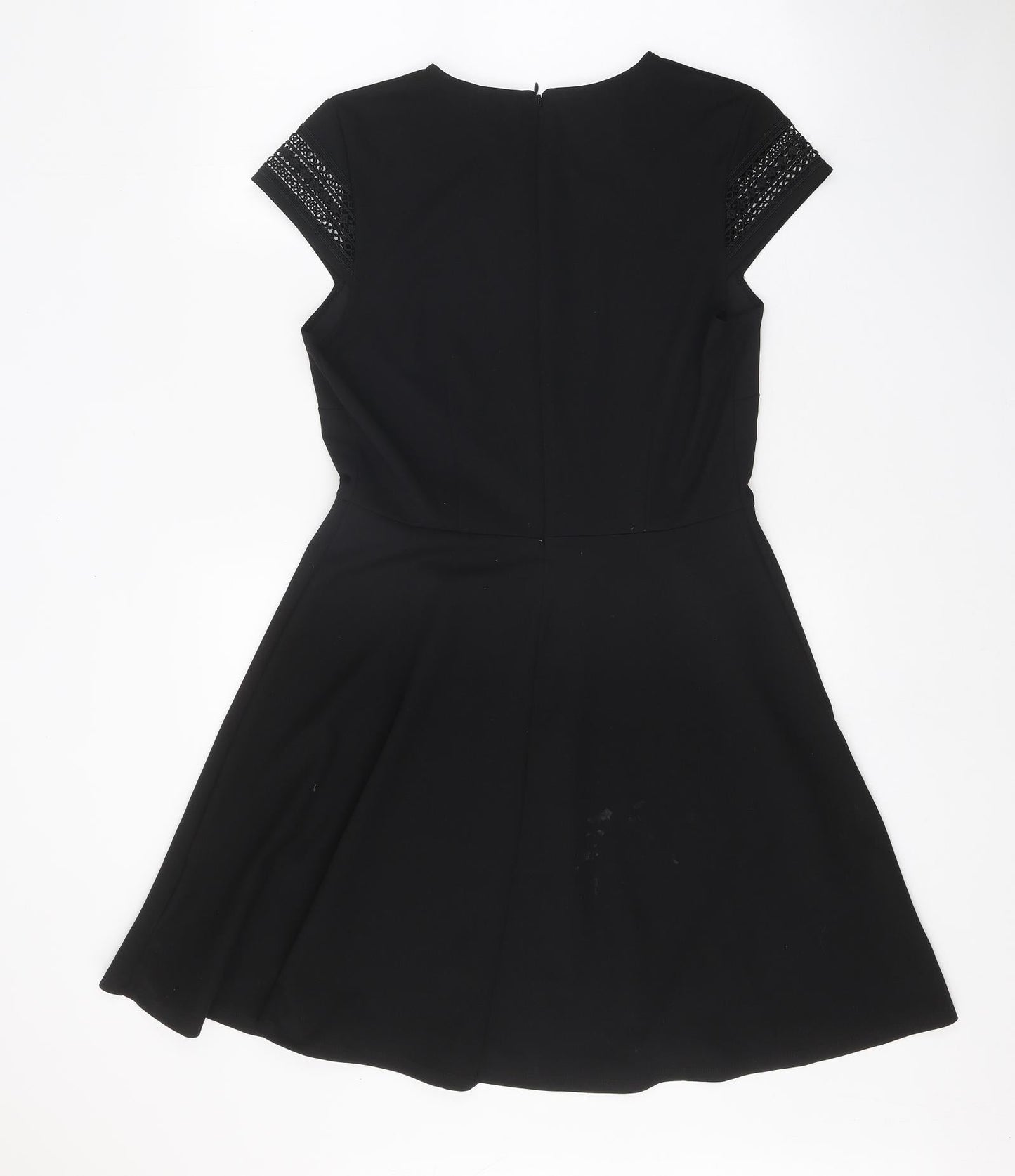 H&M Womens Black Polyester Fit & Flare Size M Round Neck Zip