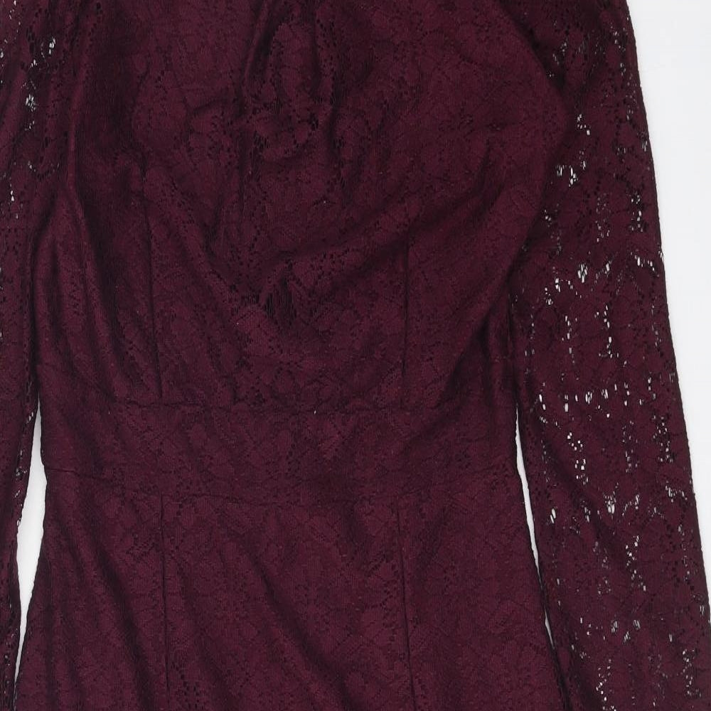 Dorothy Perkins Womens Purple Geometric Polyester Pencil Dress Size 10 Scoop Neck Zip