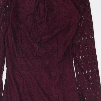 Dorothy Perkins Womens Purple Geometric Polyester Pencil Dress Size 10 Scoop Neck Zip