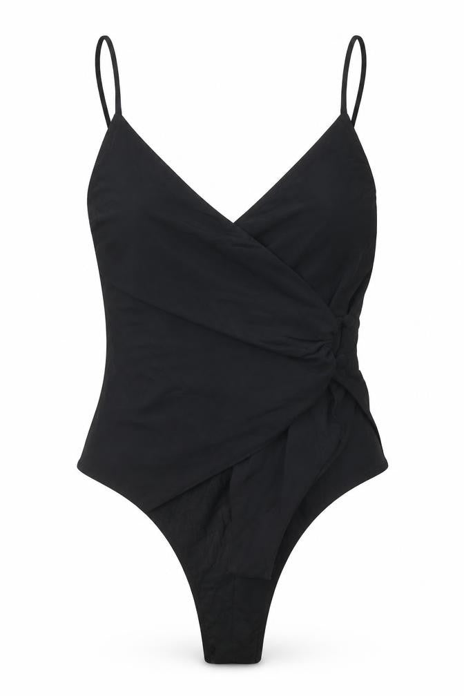 Zara Womens Black Viscose Bodysuit One-Piece Size S Snap