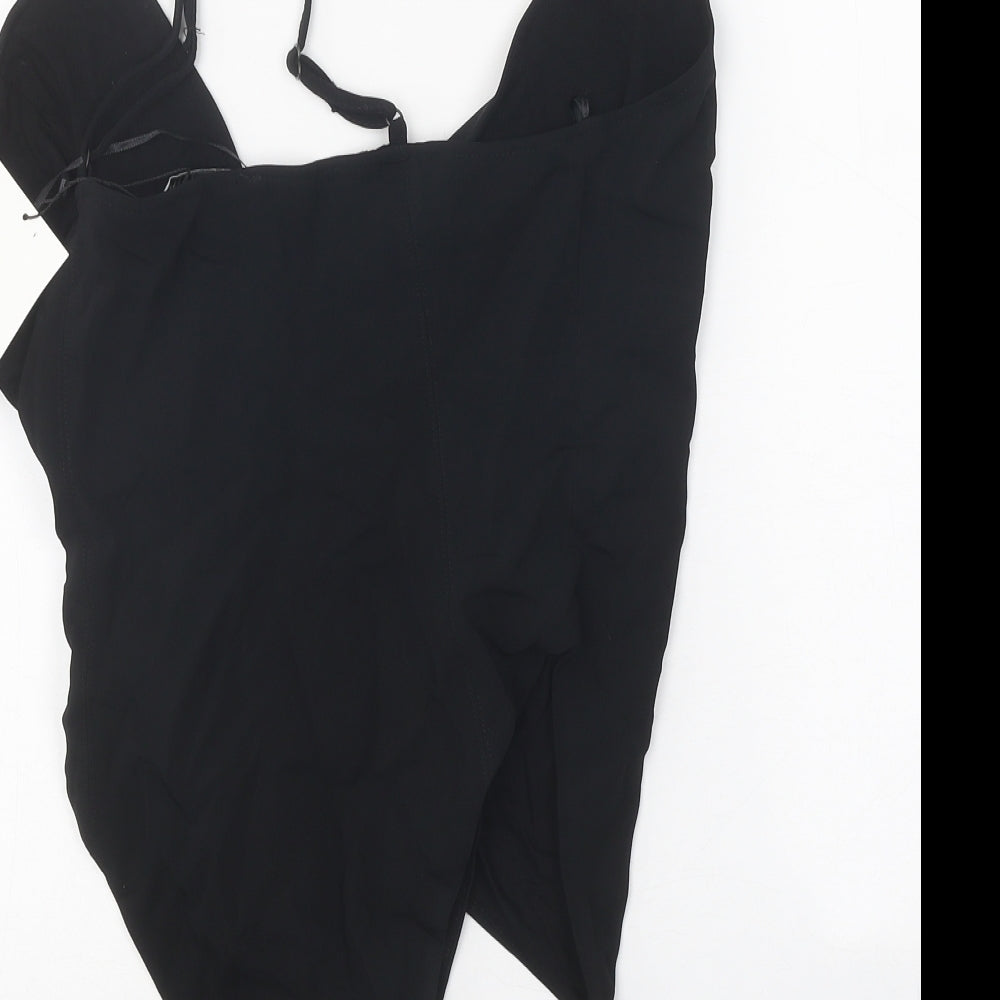 Zara Womens Black Viscose Bodysuit One-Piece Size S Snap