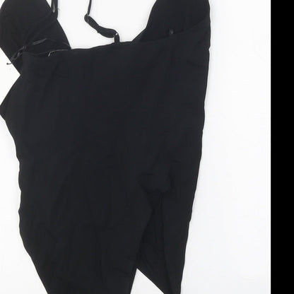 Zara Womens Black Viscose Bodysuit One-Piece Size S Snap