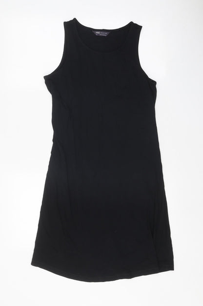 Marks and Spencer Womens Black Viscose Tank Dress Size 8 Boat Neck Pullover